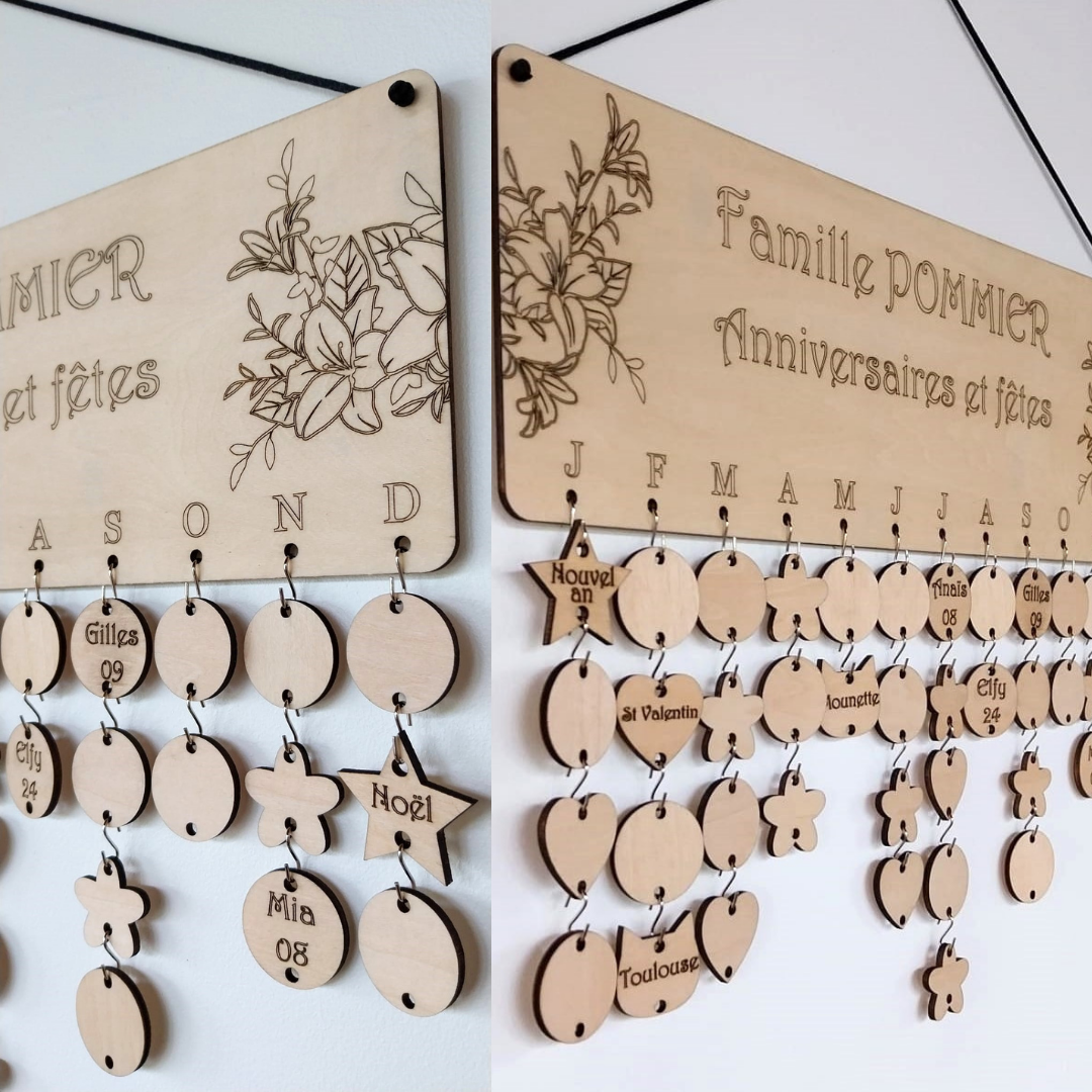 Calendrier mural d’anniversaires famille et amis personnalisable
