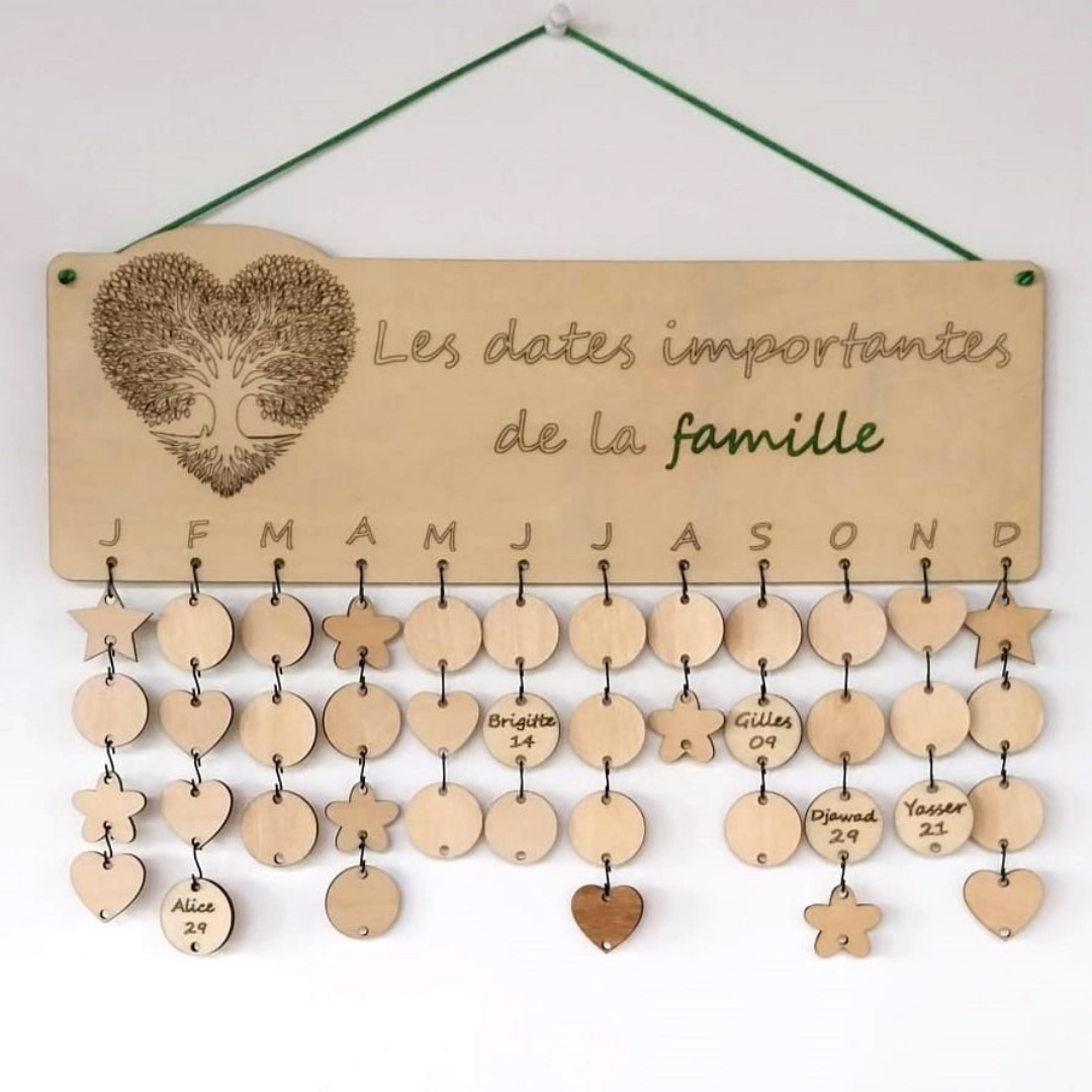Calendrier mural d’anniversaires famille et amis personnalisable