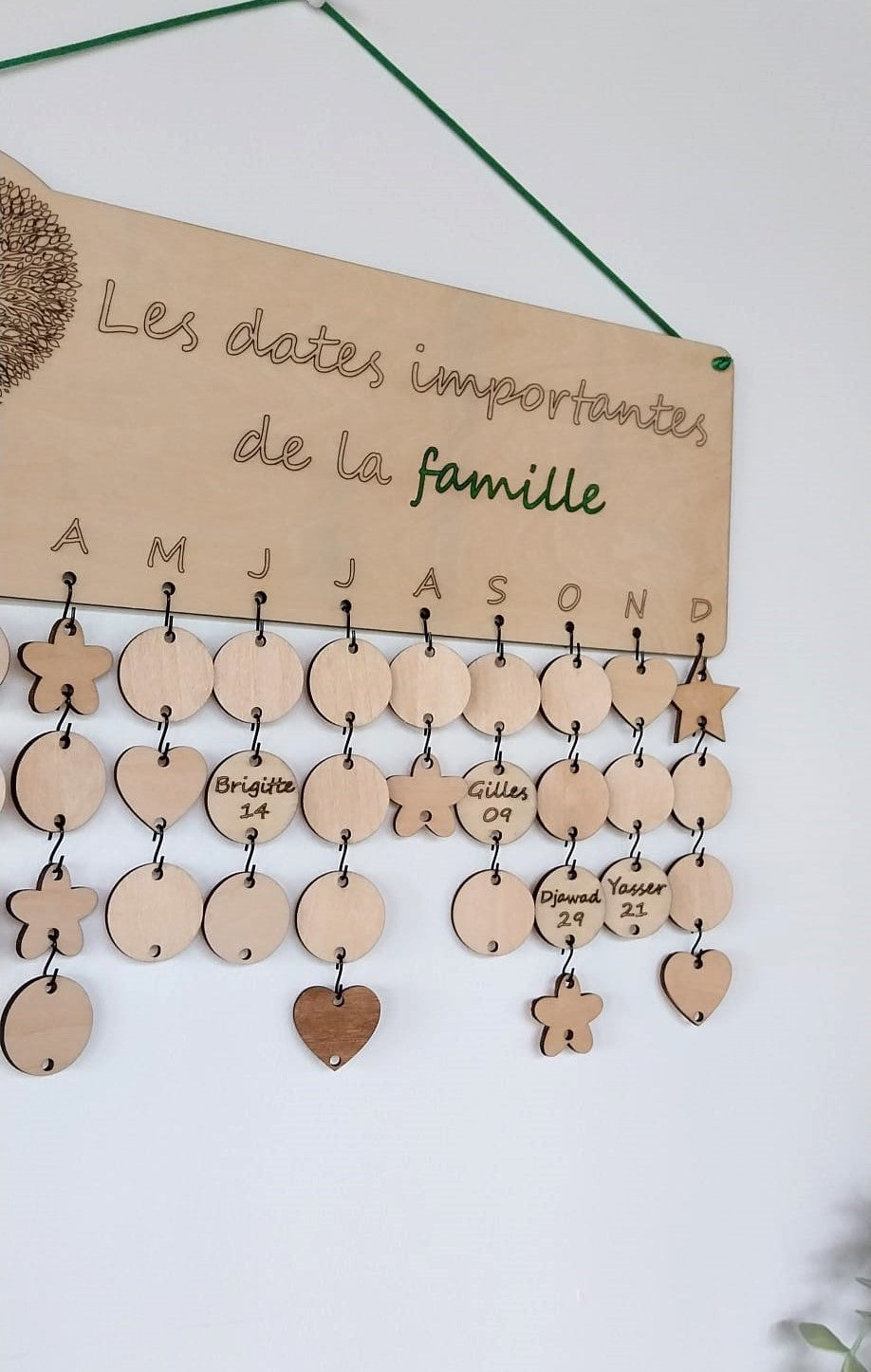 Calendrier mural d’anniversaires famille et amis personnalisable