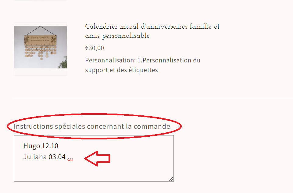 Calendrier bois gravé événements et anniversaires boho