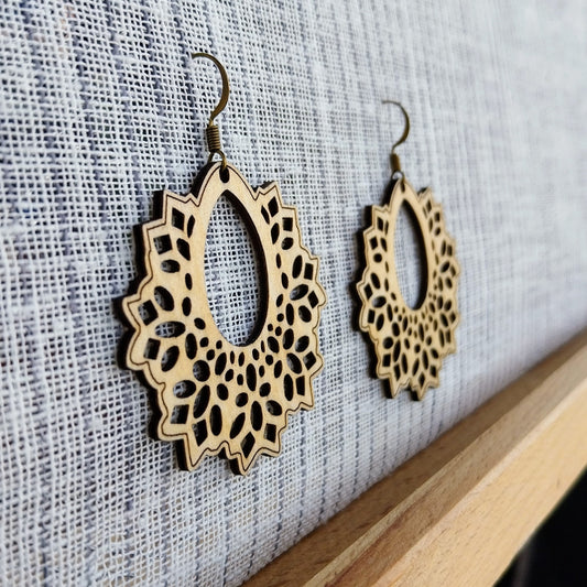 Boucles d'oreille dentelle de bois