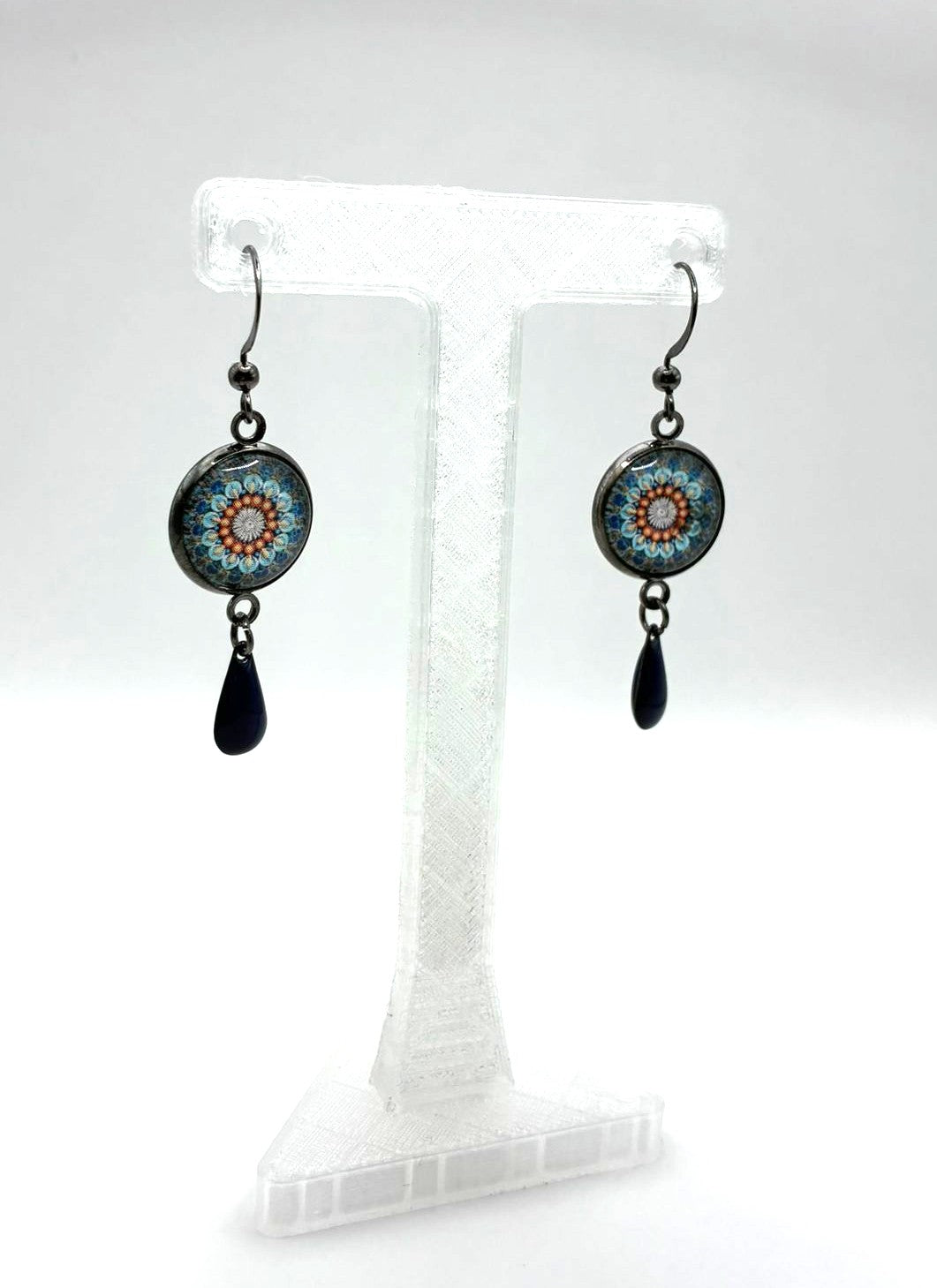 Boucles d’oreilles motif mandala multicolore