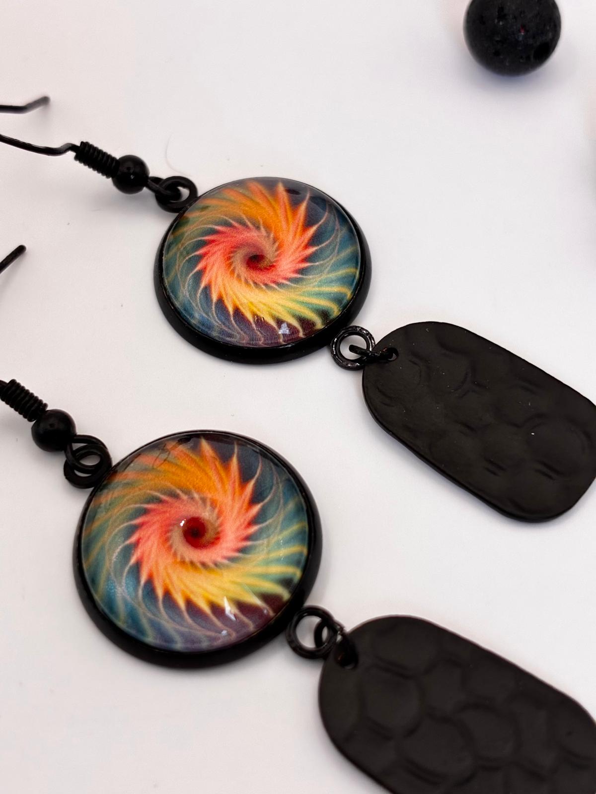 Boucles d’oreilles spirale multicolores